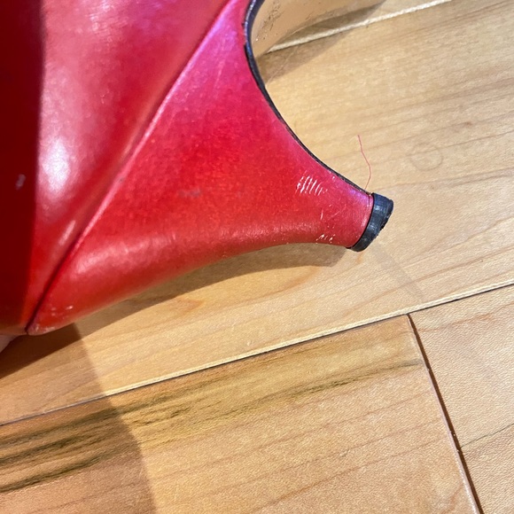 Vintage red leather heeled boots - Picture 3 of 16